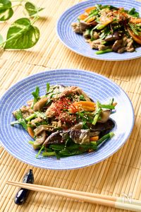 【丼にしてもOK!】豚肉とナスとニラの新生姜入りあんかけ炒め