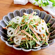 【豆苗と蓮根のごまマヨサラダ】生豆苗がおいしい！