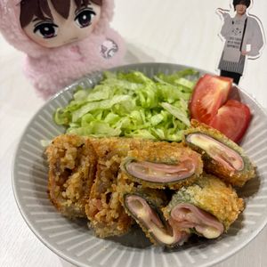 753mkの作ってみた!投稿(サクうま！大葉チーズのロールハムカツ)