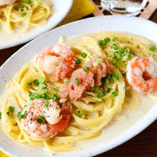 ワンパンで簡単!生クリームなし【濃厚えび明太クリームパスタ】