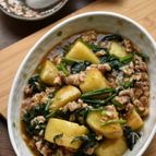 【コスパ最強レシピ】豚こまde麻婆じゃが芋ほうれん草入り