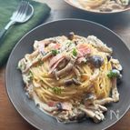【きのこのクリームパスタ】白だしで絶品／ワンパンで簡単！