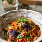 ＼ごはんがすすむ韓国風／ブリと茄子・蓮根の旨辛キムチ炒め