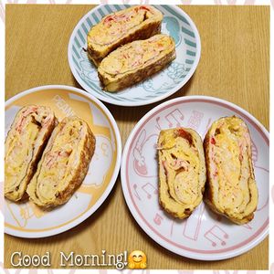 ナムディの作ってみた!投稿(ふわふわ甘〜いカニカマ卵焼き【#作り置き #冷凍保存】)