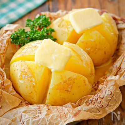【基本のじゃがバター】電子レンジで簡単ほくほく/時間参考表