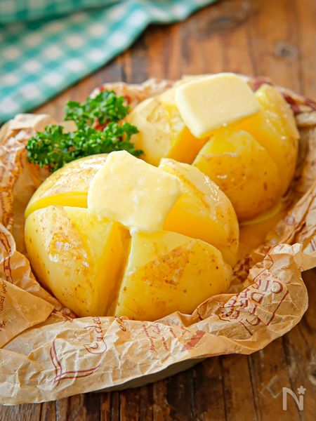 【基本のじゃがバター】電子レンジで簡単ほくほく/時間参考表