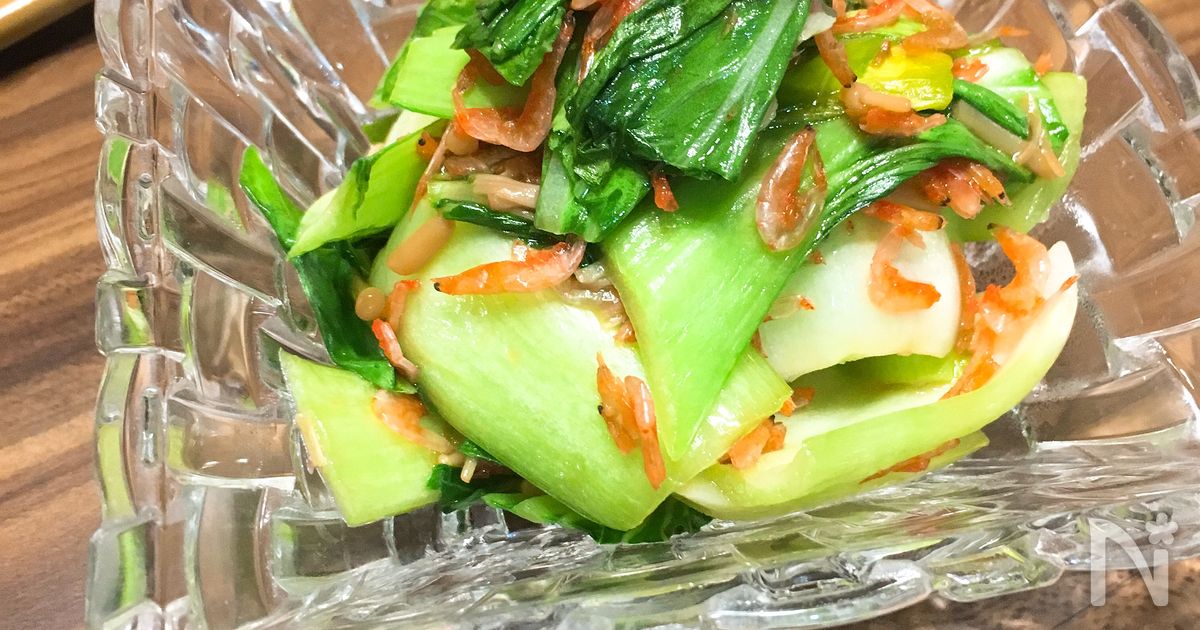 フライパンで5分♪【青梗菜と小えびのなめ茸炒め】