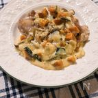 鶏もも肉のポワレ　ゴロゴロかぼちゃクリームソースがけ