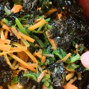 ここあの作ってみた!投稿(【5分de簡単】抱えて食べたい♪ほうれん草と人参の海苔ナムル)