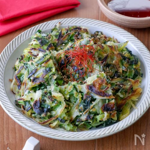 小松菜とネギのカリッ!シャキッ!チヂミ♪野菜たっぷり大満足