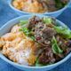 ご飯進む♡『キャベツと豚こまのとろたま味噌炒め丼』