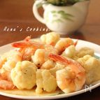 海老とカリフラワーのうま塩炒め