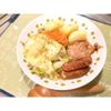 あやの作ってみた!投稿(大きめキャベツとウインナーのカレー風味ポトフ)