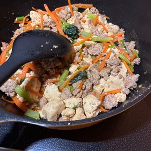 1169387の作ってみた!投稿(【小松菜そぼろ炒り豆腐】栄養満点◎ヘルシー和風おかず♪)