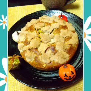 チョロリスの作ってみた!投稿(米粉のかぼちゃクランブルケーキ【簡単&絶品！バターなし】)
