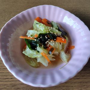 めぇの作ってみた!投稿(【キャベツとわかめの中華風煮浸し】あと1品おかず)