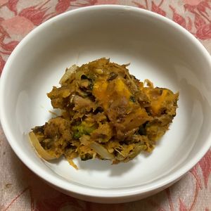 舞歌の作ってみた!投稿(サバ缶とかぼちゃでカレー風味のデリサラダ)