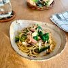 グリーンラテの作ってみた!投稿(ほうれん草としめじのバタぽんパスタ)
