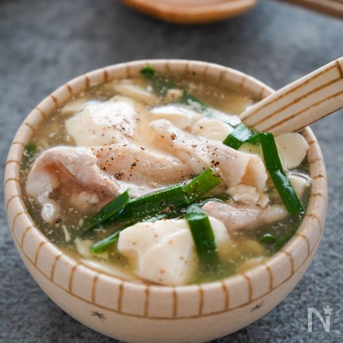 とろっ旨♡『豆腐と豚肉のとろーりスープ』ダイエットにも♪