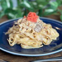 明太子ときのこの豆乳クリームパスタ