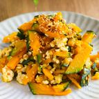 レンジで加熱するだけ！簡単♪♪【ひき肉のかぼちゃ塩きんぴら】