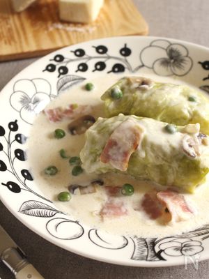 チーズクリームソースのロール春キャベツ