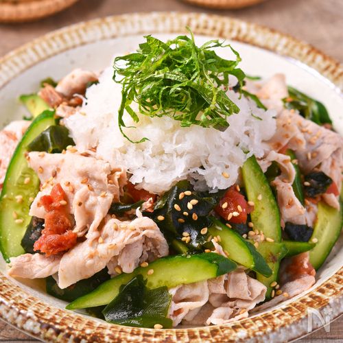 きゅうりの豚しゃぶ梅肉おろし和え│箸が止まらんさっぱりおかず