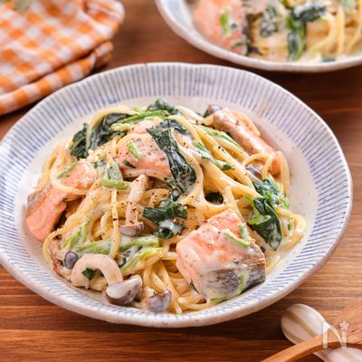 【鮭ときのこのクリームパスタ】おうちで簡単カフェごはん♪