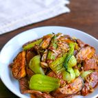 牛焼肉用肉で豪華に！牛肉となすと青梗菜のオイスター炒め