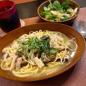ちょこみんとの作ってみた!投稿(サバときのこの和風スパゲッティ【ワンパン調理で簡単】)