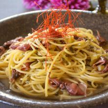 ホタルイカと高菜のパスタ　昆布の香り