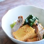 10分コク旨。豚ばら、厚揚げ、チンゲン菜のオイスター炒め