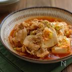 めんつゆで簡単！＊ピリ辛韓国風豚バラ肉豆腐＊