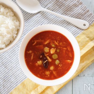 ポリ袋で２品同時に防災食☆白ごはん＆ツナとお豆のトマトカレー