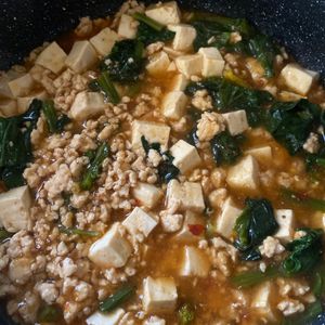 yukiの作ってみた!投稿(鶏ひき肉と小松菜のあっさり麻婆豆腐)