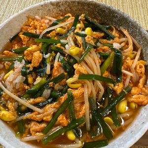 楽ラク手抜キッチン🐶🐾の作ってみた!投稿(食べ過ぎ注意♩うま辛ニラ玉クッパ)