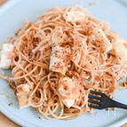 意外な組み合わせ！？カマンベールチーズとかつおぶしのパスタ
