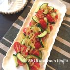 カレー酢タマネギでトマトとキュウリのマリネ