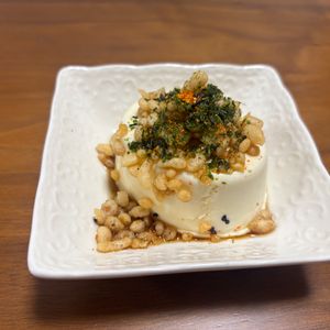 こむぎの作ってみた!投稿(【悪魔のおつまみ】青のりと揚げ玉のめんつゆ冷奴！)