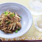 新ゴボウと豚挽き肉の炒め物