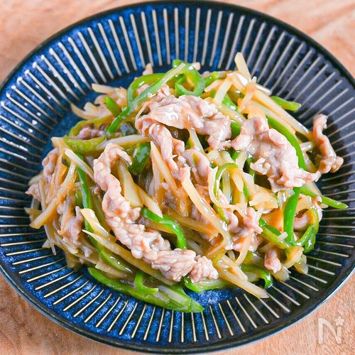 豚こま切肉で！じゃがいもとピーマンのオイスターソース炒め