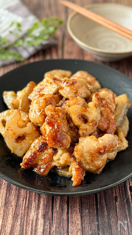 【鶏肉とれんこんのマスタード炒め】簡単なのに絶品♪
