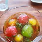 夏のあっさり副菜！ミニトマトと大葉の生姜めんつゆ浸し