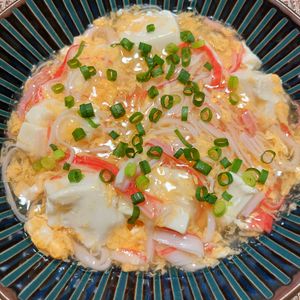 よっこの作ってみた!投稿(甘～いだしが旨い🤭💖カニカマ卵あんかけ豆腐💖)