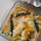 【アスパラの焼きリゾット】混ぜて焼くだけ！