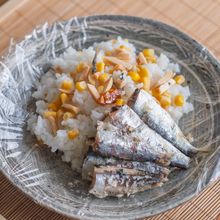 【防災ごはん】オイルサーディンとコーンの防災ご飯