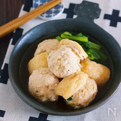 旨味がじゅわ〜っ♪『鶏団子と小松菜のうま煮浸し』