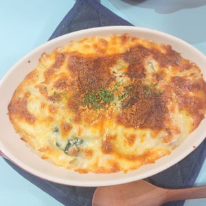 milkの作ってみた!投稿(【ほうれん草とベーコンのポテトグラタン】とろ〜りクリーミー)