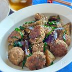 豆腐入り肉団子となすの甘辛炒め【ボリュームたっぷり】