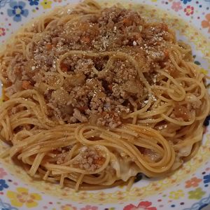 1バーバミーの作ってみた!投稿(【ワンパン♪チーズミートスパゲッティ】絶品♡︎)